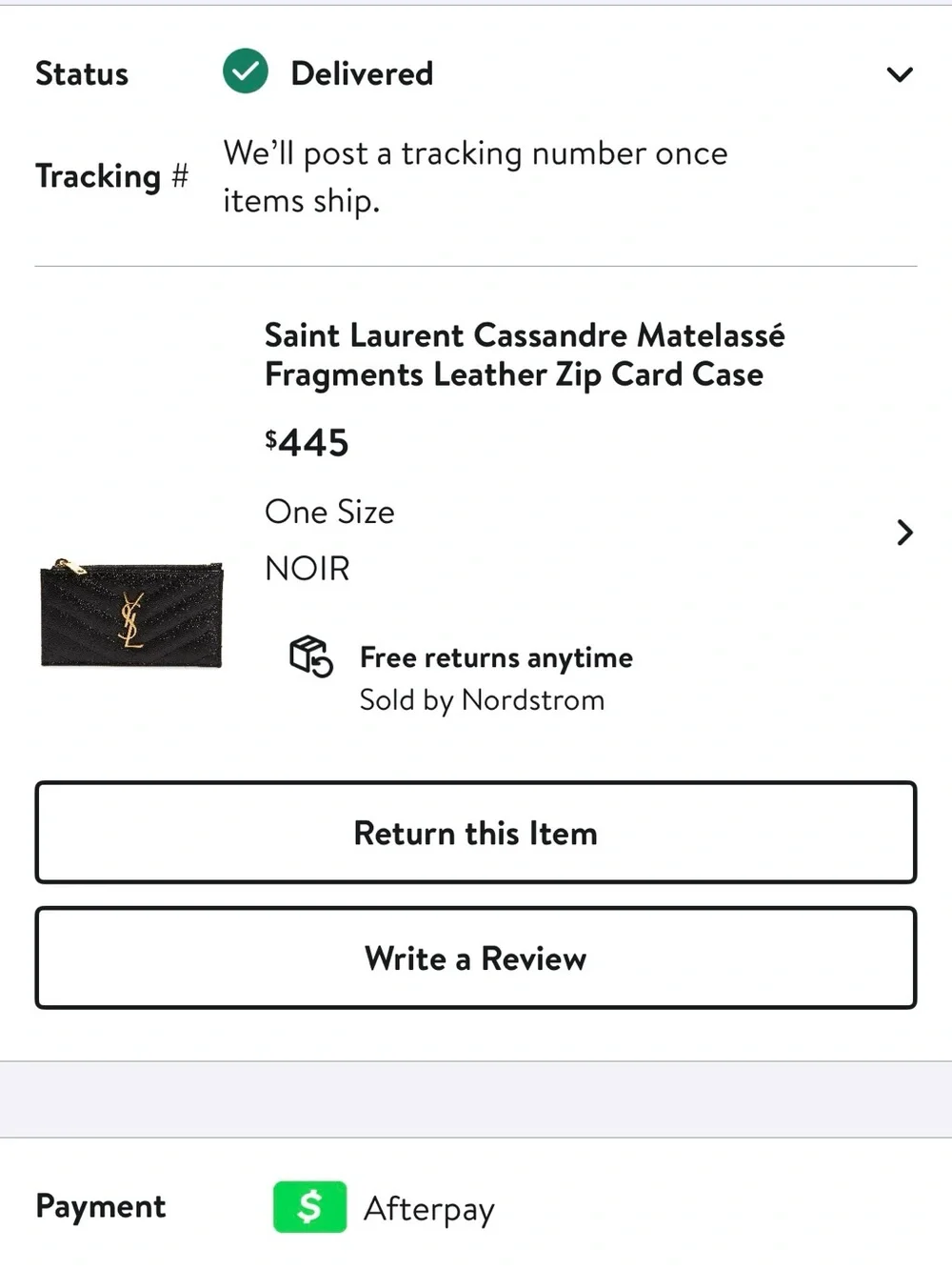 YSL Cassandre Zipped Card Case in Grained Leather